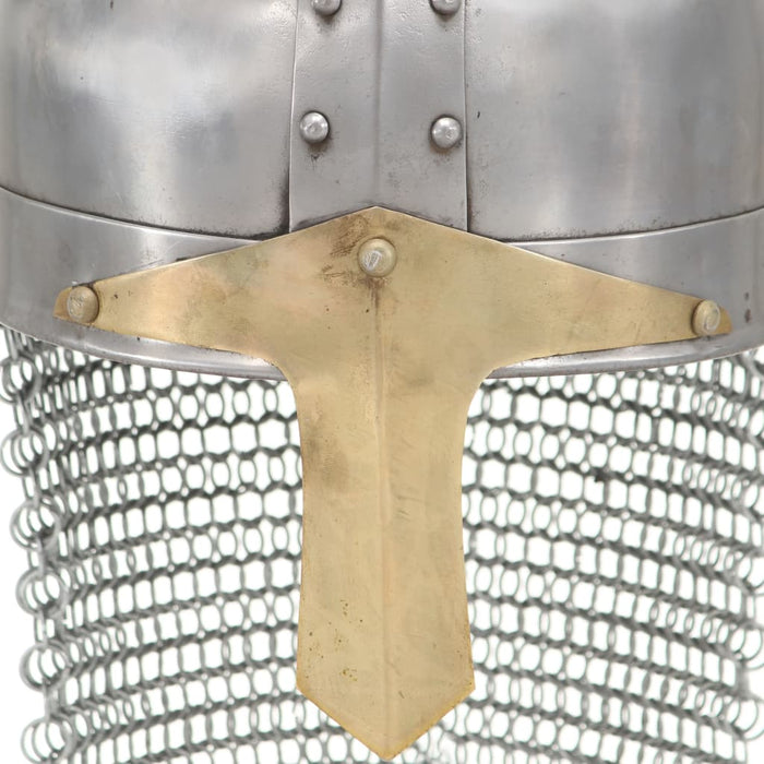 Coif cavaler cruciat antichizat joc de rol argintiu oțel WALTI