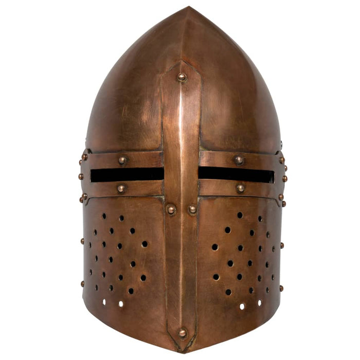 Coif cavaler medieval antichizat, jocuri roluri, arămiu, oțel WALTI