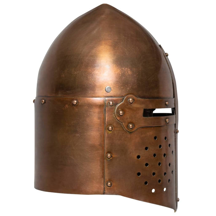 Coif cavaler medieval antichizat, jocuri roluri, arămiu, oțel WALTI
