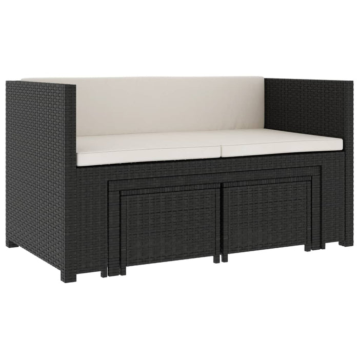 Set mobilier de grădină cu perne, 5 piese, negru, poliratan - WALTI WALTI