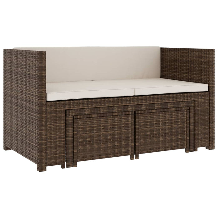 Set mobilier de grădină cu perne, 5 piese, maro, poliratan - WALTI WALTI