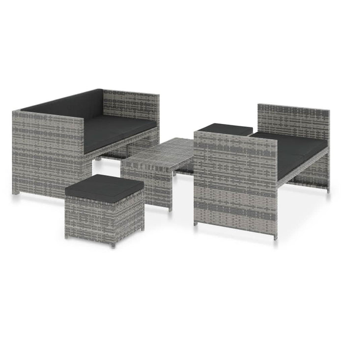 Set mobilier de grădină cu perne, 5 piese, gri, poliratan - WALTI WALTI