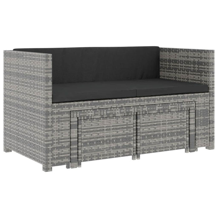 Set mobilier de grădină cu perne, 5 piese, gri, poliratan - WALTI WALTI