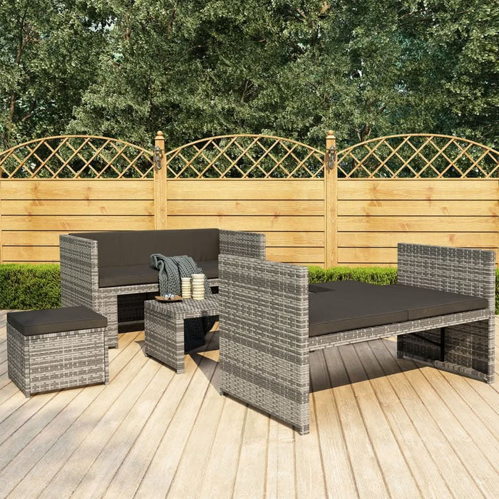 Set mobilier de grădină cu perne, 5 piese, gri, poliratan - WALTI WALTI