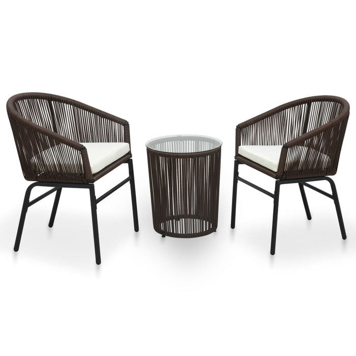 Set mobilier de bistro cu perne, 3 piese, maro, ratan PE - WALTI WALTI