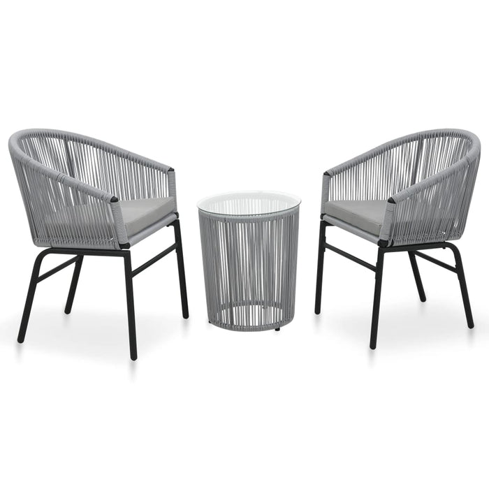 Set mobilier de bistro cu perne, 3 piese, gri, ratan PE - WALTI WALTI