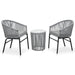 Set mobilier de bistro cu perne, 3 piese, gri, ratan PE - WALTI WALTI