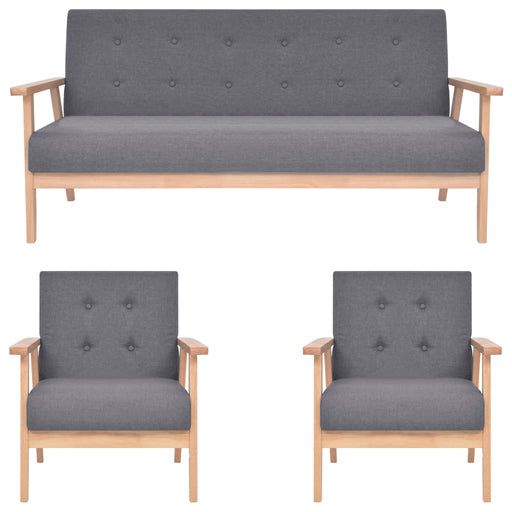 Set de canapele, 3 piese, gri închis, material textil - WALTI WALTI