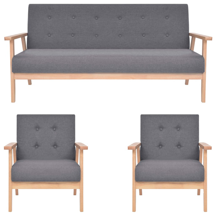 Set de canapele, 3 piese, gri închis, material textil - WALTI WALTI