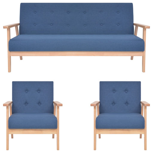 Set de canapele, 3 piese, albastru, material textil - WALTI WALTI
