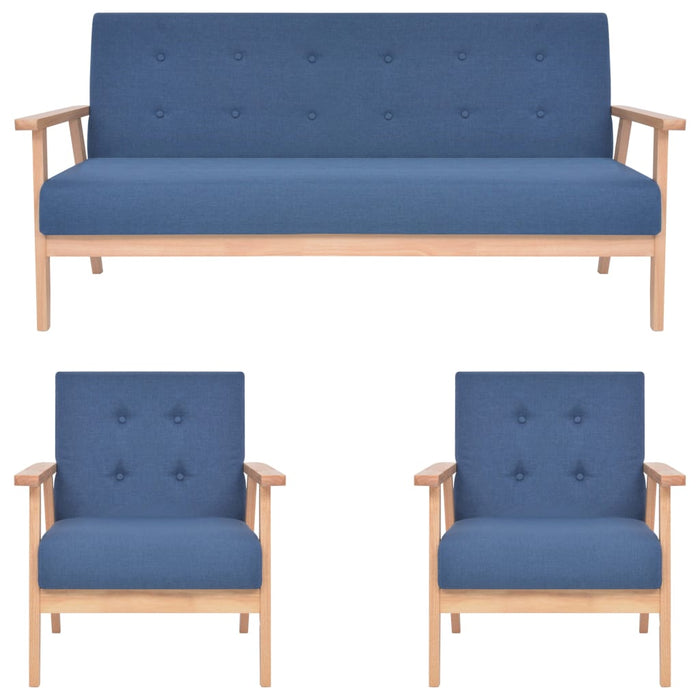 Set de canapele, 3 piese, albastru, material textil - WALTI WALTI
