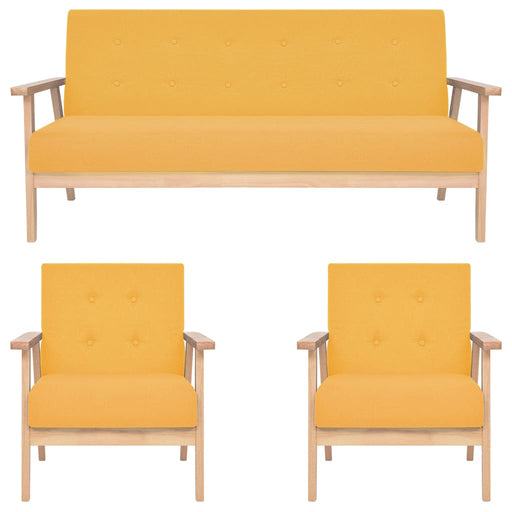 Set de canapele, 3 piese, galben, material textil - WALTI WALTI