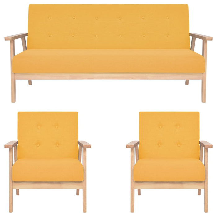 Set de canapele, 3 piese, galben, material textil WALTI