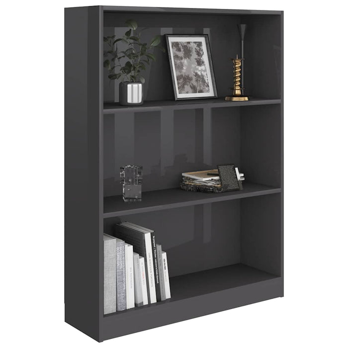 Bibliotecă, gri extralucios, 80x24x108 cm, lemn prelucrat WALTI