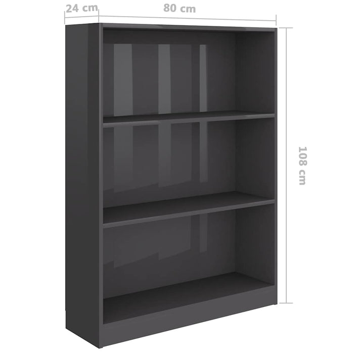 Bibliotecă, gri extralucios, 80x24x108 cm, lemn prelucrat WALTI