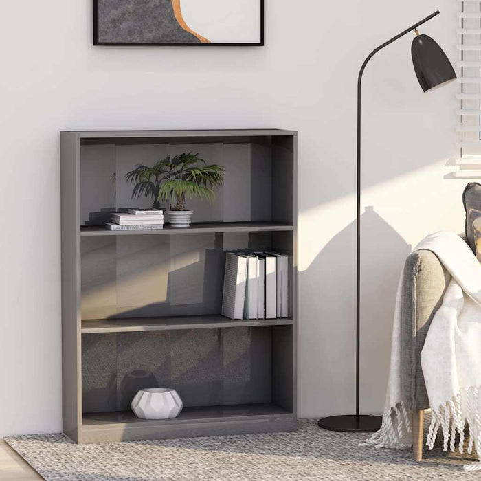 Bibliotecă, gri extralucios, 80x24x108 cm, lemn prelucrat WALTI