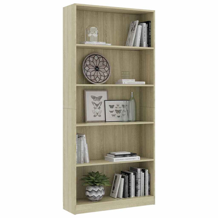Bibliotecă 5 rafturi stejar sonoma 80x24x175 cm, lemn prelucrat WALTI