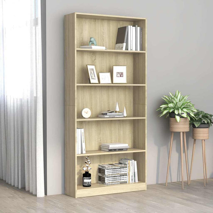 Bibliotecă 5 rafturi stejar sonoma 80x24x175 cm, lemn prelucrat WALTI