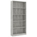 Bibliotecă cu 5 rafturi gri beton, 80x24x175 cm, lemn prelucrat - WALTI WALTI