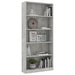 Bibliotecă cu 5 rafturi gri beton, 80x24x175 cm, lemn prelucrat - WALTI WALTI