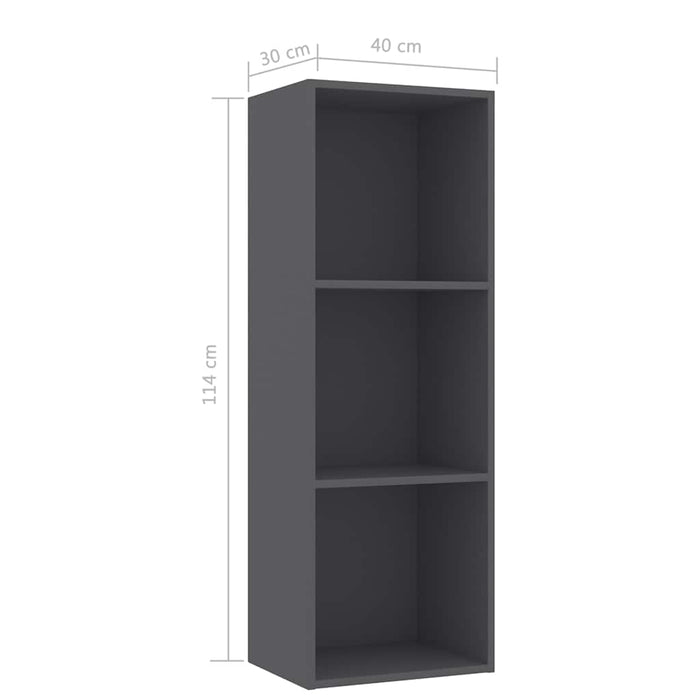 Bibliotecă cu 3 rafturi, gri, 40 x 30 x 114 cm, PAL WALTI