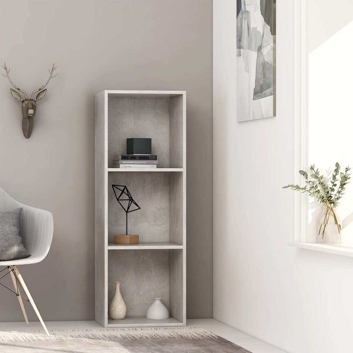 Bibliotecă, 3 rafturi, gri beton, 40x30x114 cm, lemn prelucrat WALTI