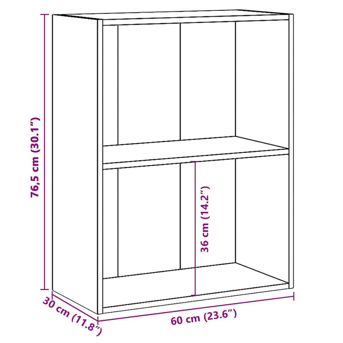 Bibliotecă cu 2 rafturi, stejar Sonoma, 60 x 30 x 76,5 cm, PAL - WALTI WALTI