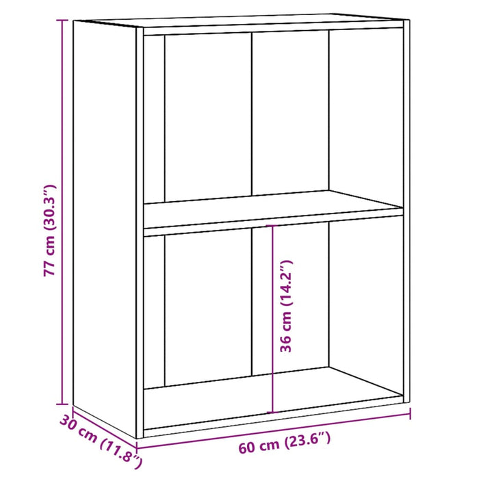 Bibliotecă cu 2 rafturi, gri beton, 60 x 30 x 76,5 cm, PAL - WALTI WALTI