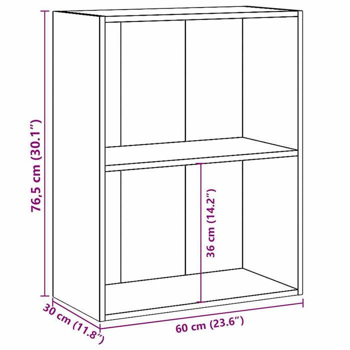 Bibliotecă cu 2 rafturi, gri beton, 60 x 30 x 76,5 cm, PAL - WALTI WALTI