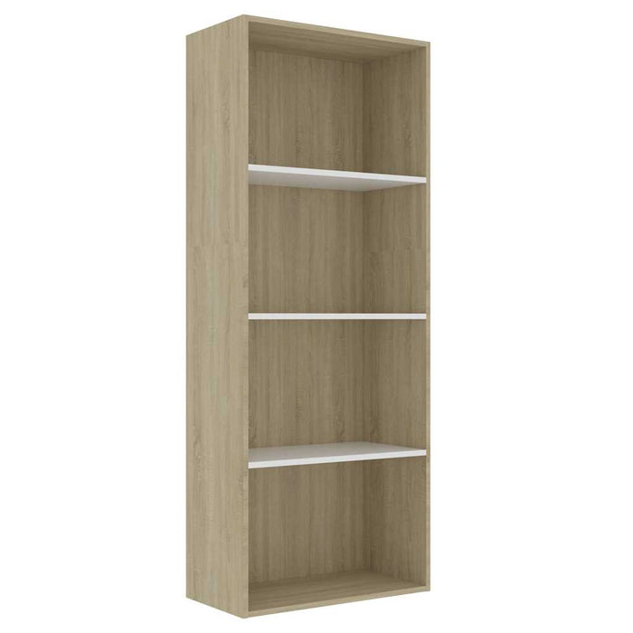 Bibliotecă 4 rafturi alb/sonoma, 60x30x151,5 cm, lemn prelucrat WALTI