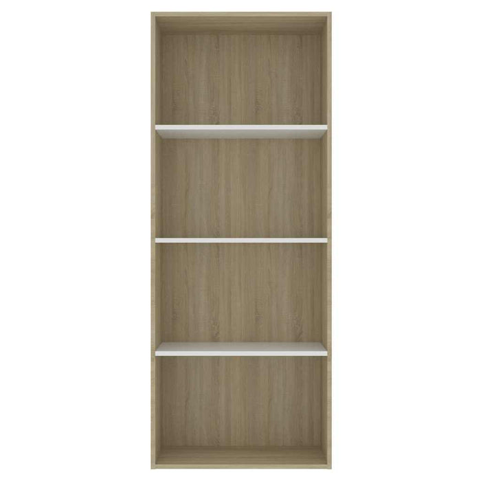 Bibliotecă 4 rafturi alb/sonoma, 60x30x151,5 cm, lemn prelucrat WALTI