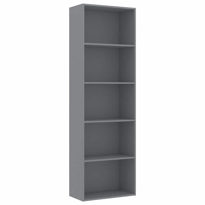 Bibliotecă cu 5 rafturi, gri, 60x30x189 cm, PAL WALTI