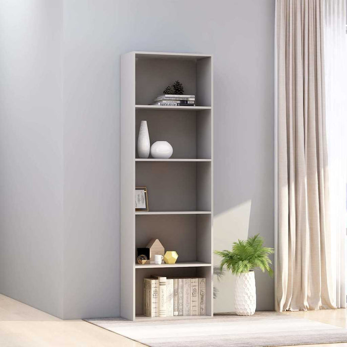 Bibliotecă cu 5 rafturi, gri, 60x30x189 cm, PAL WALTI
