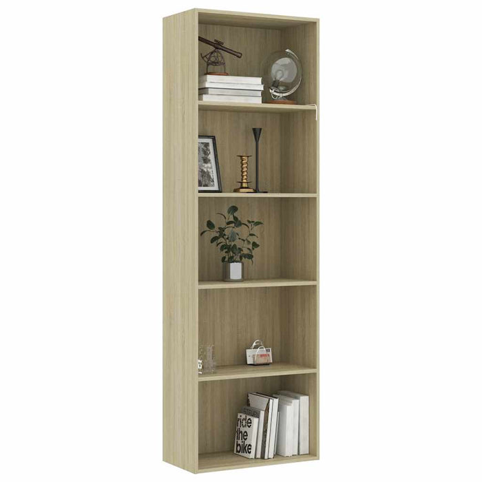 Bibliotecă cu 5 rafturi stejar sonoma 60x30x189cm lemn compozit WALTI