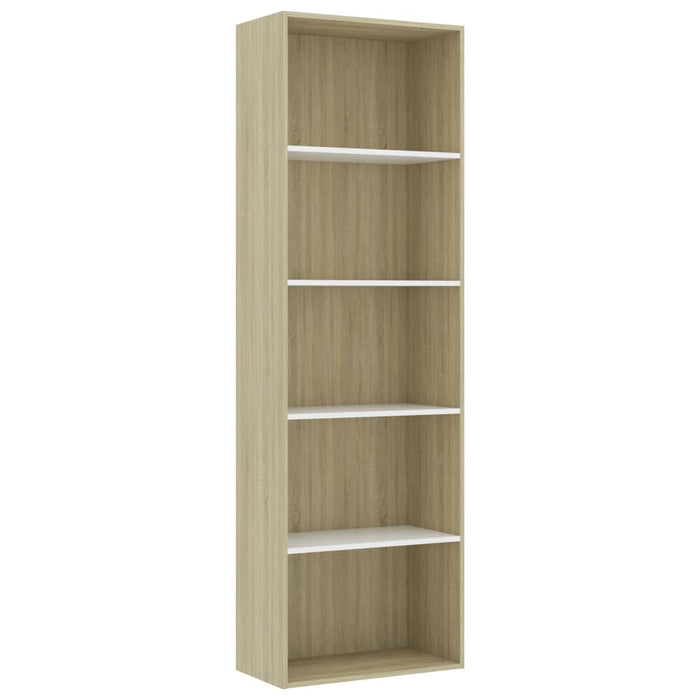 Bibliotecă cu 5 rafturi alb/sonoma 60x30x189 cm, lemn prelucrat - WALTI WALTI