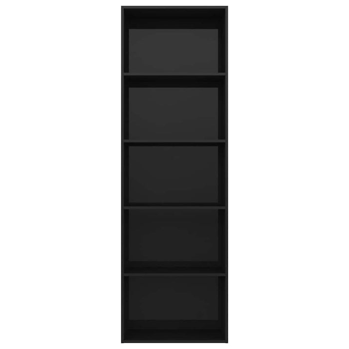 Bibliotecă cu 5 rafturi, negru extralucios, 60x30x189 cm, PAL WALTI