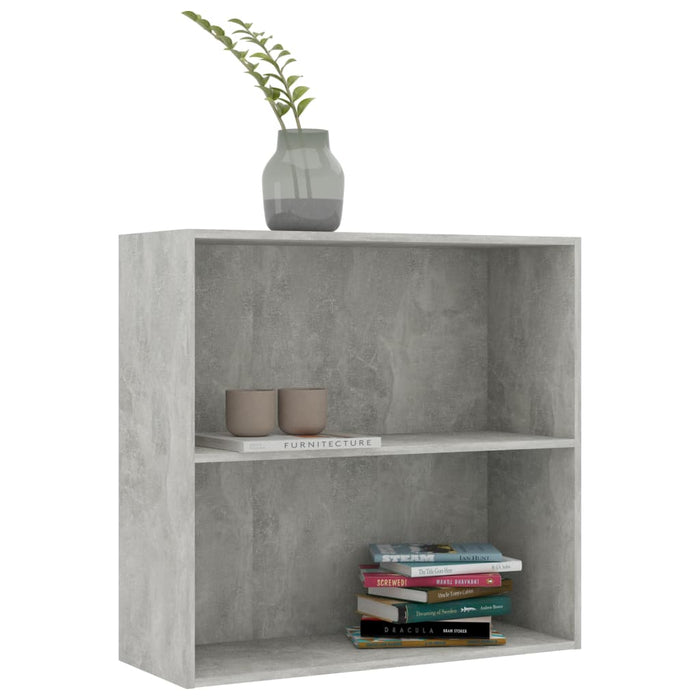 Bibliotecă cu 2 rafturi, gri beton, 80 x 30 x 76,5 cm, PAL - WALTI WALTI