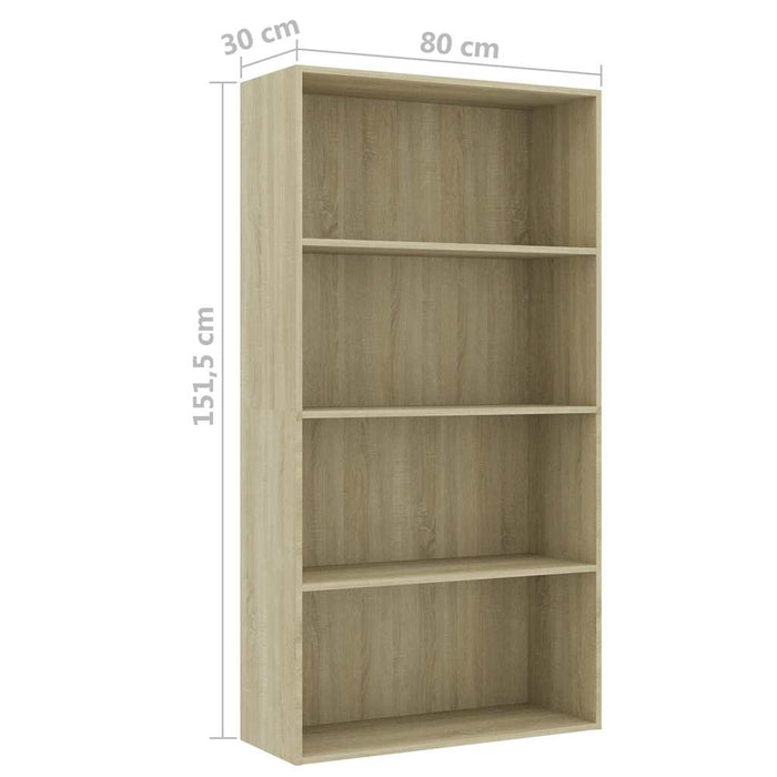 Bibliotecă cu 4 rafturi, stejar Sonoma, 80 x 30 x 151,5 cm, PAL WALTI