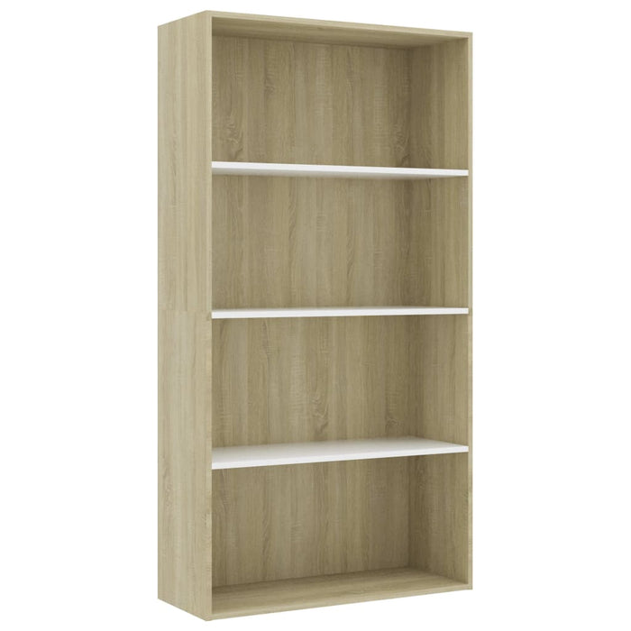 Bibliotecă 4 rafturi alb/sonoma, 80x30x151,5 cm, lemn prelucrat WALTI