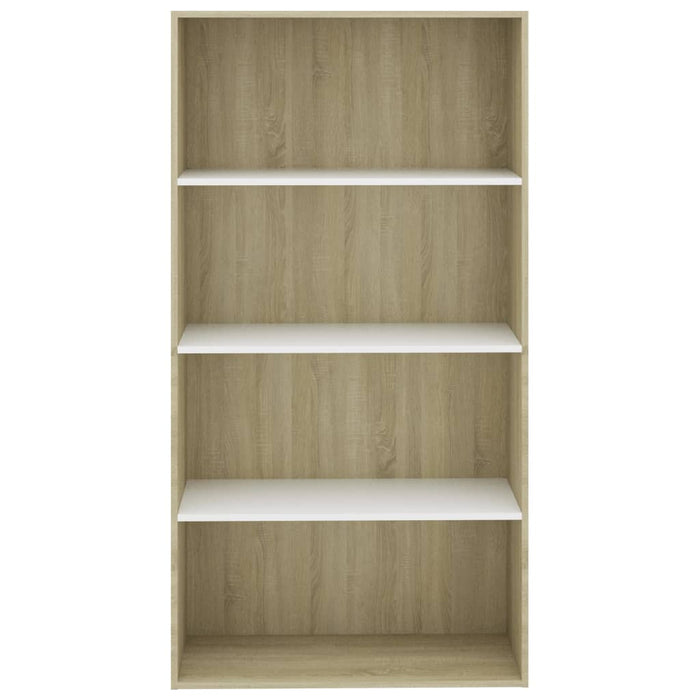 Bibliotecă 4 rafturi alb/sonoma, 80x30x151,5 cm, lemn prelucrat WALTI