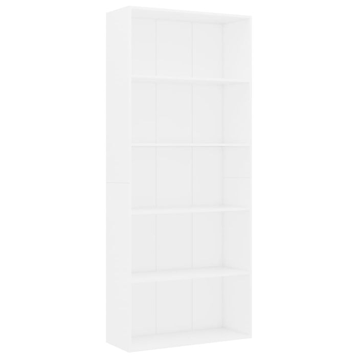 Bibliotecă cu 5 rafturi, alb, 80x30x189 cm, lemn prelucrat WALTI