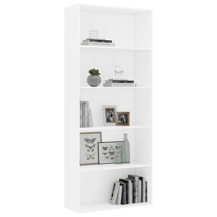 Bibliotecă cu 5 rafturi, alb, 80x30x189 cm, lemn prelucrat WALTI