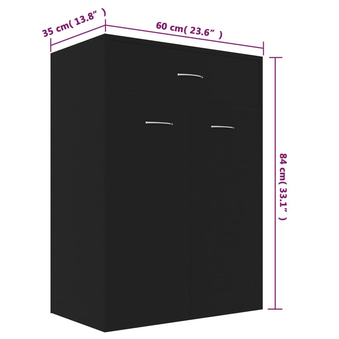 Pantofar, negru, 60x35x84 cm, lemn prelucrat WALTI