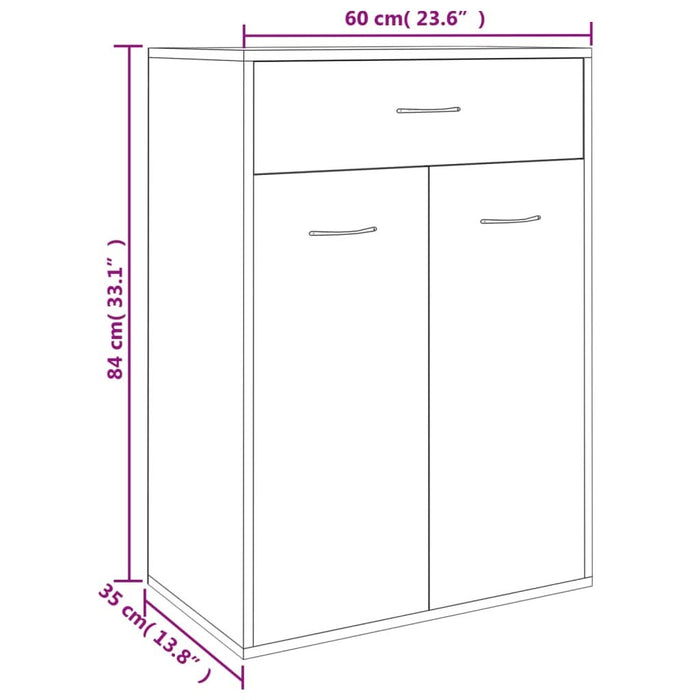 Pantofar, gri beton, 60x35x84 cm, lemn prelucrat - WALTI WALTI