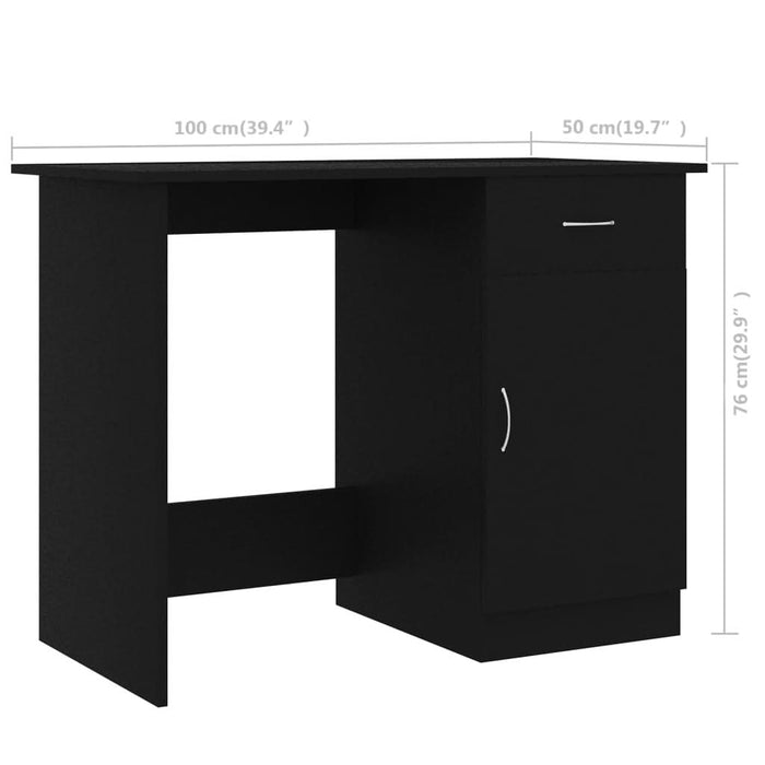 Birou, negru, 100x50x76 cm, lemn prelucrat - WALTI WALTI