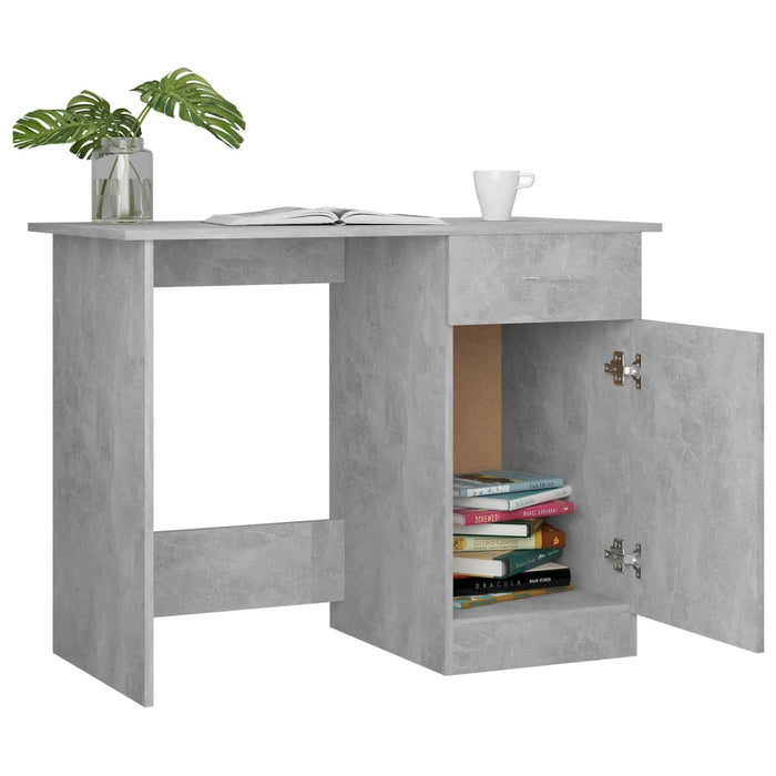 Birou, gri beton, 100x50x76 cm, lemn prelucrat - WALTI WALTI