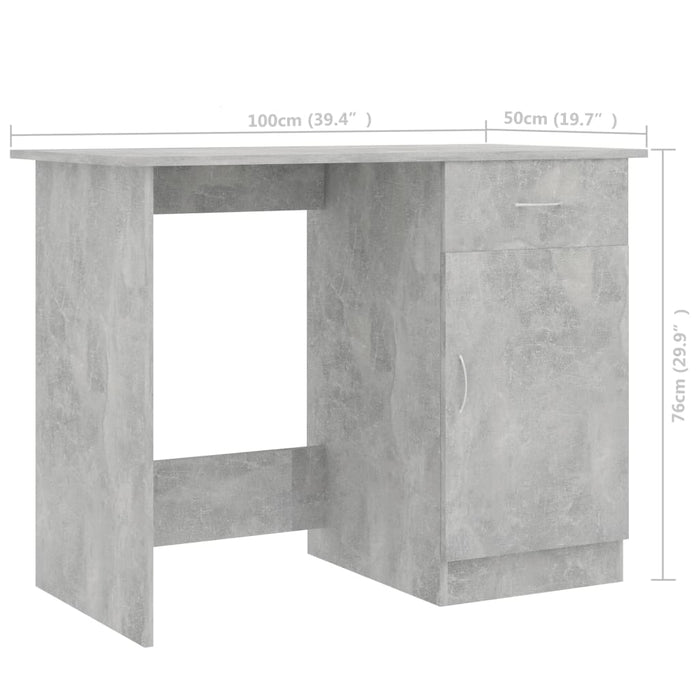 Birou, gri beton, 100x50x76 cm, lemn prelucrat - WALTI WALTI