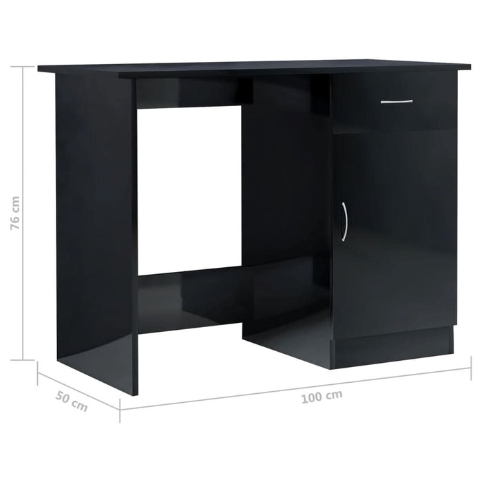 Birou, negru extralucios, 100 x 50 x 76 cm, PAL - WALTI WALTI