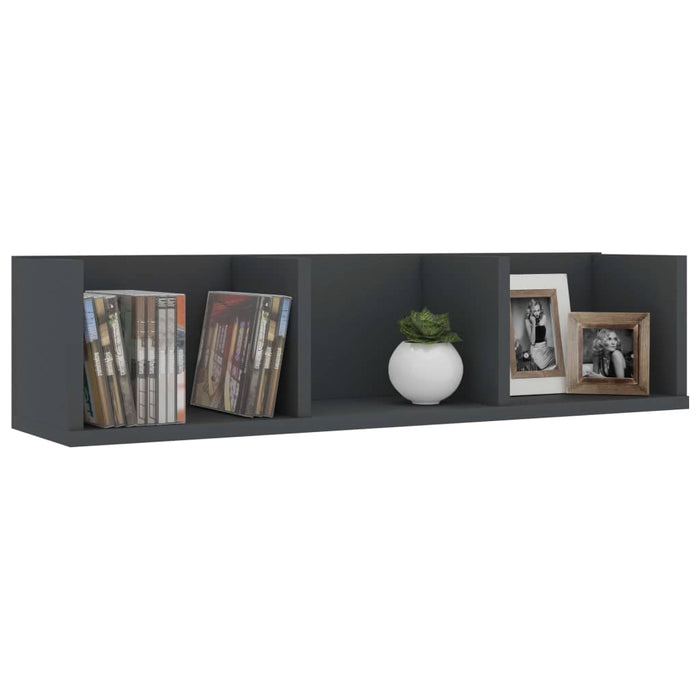 Raft de perete CD-uri, gri, 75 x 18 x 18 cm, lemn prelucrat - WALTI WALTI