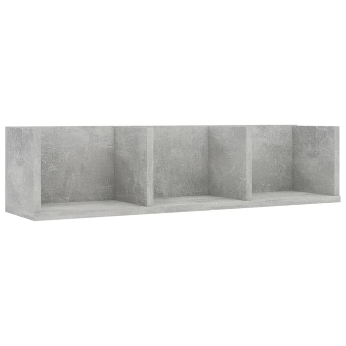 Raft de perete CD-uri, gri beton, 75x18x18 cm, lemn prelucrat - WALTI WALTI